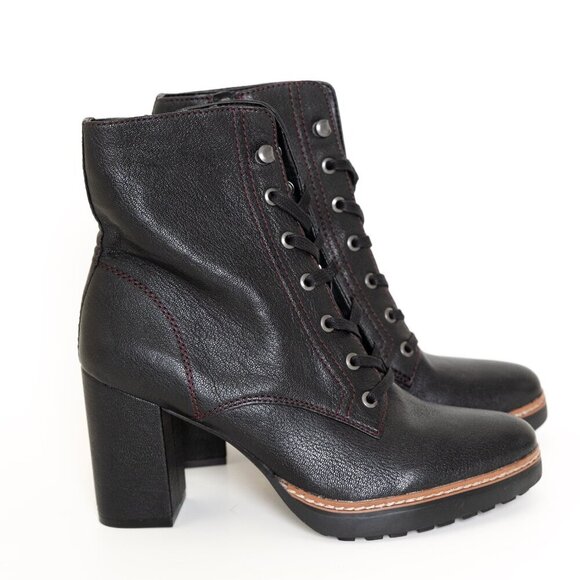 Naturalizer Leather Boot Ankle Lace Up Callie Black NEW - Picture 4 of 15
